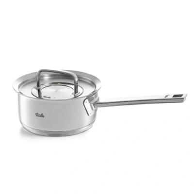 Obrázek Fissler Originální profesionální kolekce / kastrol z ušlechtilé oceli (Ø 16 cm, 1,4 l) malý hrnec na mléko s kovovým víkem, vnitřní stupnice indukční, stříbrný