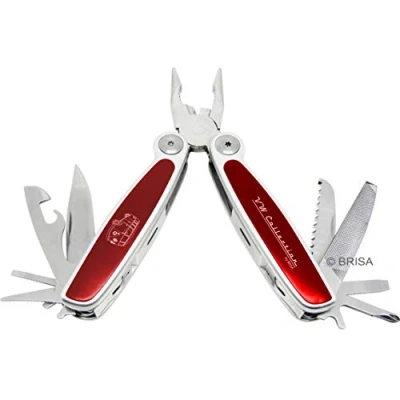 Obrázek BRISA VW Collection Volkswagen Multitool skládací kapesní nářadí 8 v 1 ušlechtilá ocel multifunkční Retro/Vintage s T1 Bus (silueta/červená)