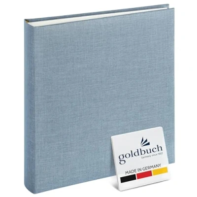 Obrázek goldbuch 24607 Fotoalbum Summertime Trend 2, fotokniha s 60 bílými stránkami pergamenovými dělicími listy, upomínkové album plátěnou vazbou, foto k nalepení, modrá / šedá, 25 x cm