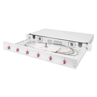 Obrázek DIGITUS LWL Spleißbox 6 Kupplungen LC OM4 1HE 19 Zoll Multi Mode Duplex Mit Spleiß Kassette Rack Einbau