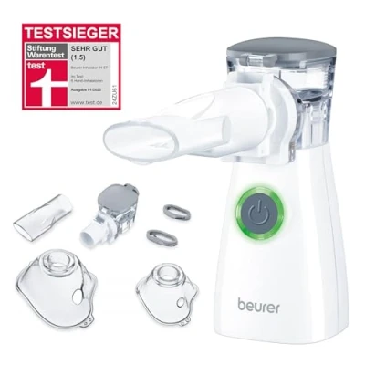 Obrázek Beurer IH 57 inhalátor, rozprašování pomocí vibrační membrány a aerosolové technologie, přenosný inhalátor s dobíjecí baterií, k použití při nachlazení, astmatu jiných onemocněních dýchacích cest