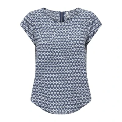 Obrázek ONLY Dámský Onlvic S/S AOP Top Noos Ptm, Dark Denim/Aop: small Ikat, 36, 36