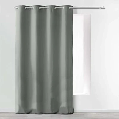 Obrázek Douceur d&#039;Intérieur Absolu závěs s očky, mikrovlákno, jednobarevný, polyester, šedá, 140 cm x 260