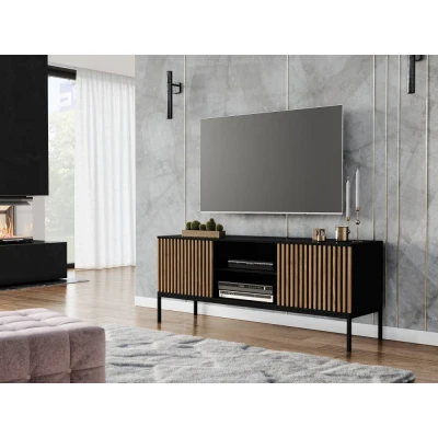 Obrázek Meorati 150 RTV závěsná skřínka Černá/Dub artisan Materiál / Dekor: Černý mat, Dub