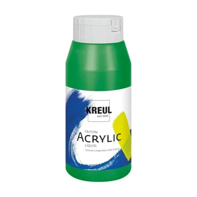 Obrázek KREUL 17006 Solo Goya Triton akrylová barva permanentně zelená, 750ml láhev, rychle a matně schnoucí, na vodní bázi, ve studiové kvalitě, mnohostranně použitelná, dobře krycí vydatná