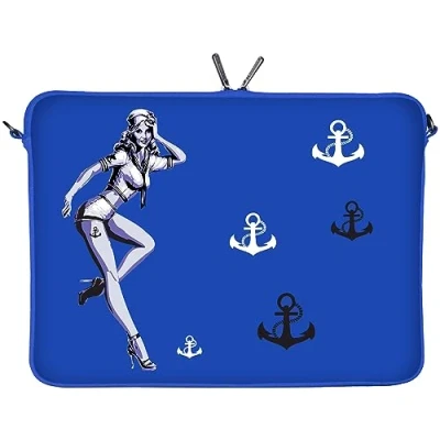 Obrázek Digittrade LS121 15 Jacky Designer taška na notebook 15,6 palců (39,1 cm) z neoprenu obal Sleeve ochranné pouzdro Cover Case námořnická dámská modrá