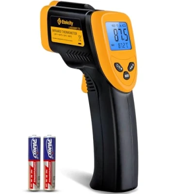 Obrázek Etekcity Digitální laserový infračervený teploměr 50 až +450 C, bezdotykový měřič teploty, LCD osvětlení, pro vaření/mrazničku / průmysl (ne lidi), žlutý/černý