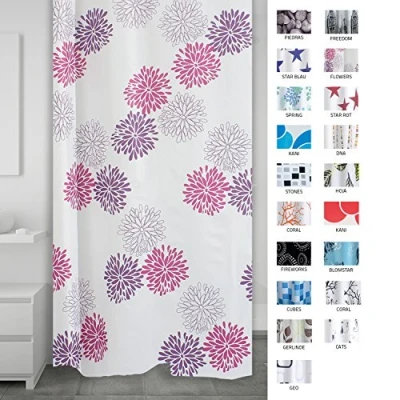 Obrázek Ridder 403060 Sprchový závěs Textil cca 180 x 200 cm, Sandra, bílo fialová růžový