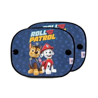 Obrázek Paw Patrol Sada se 2 mikroperforovanými autoslunečními clonami s postavami Chase a Marshall. Chrání před slunečním zářením horkem.