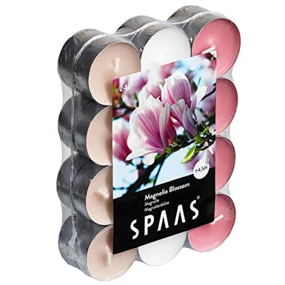 Obrázek Spaas Pack chauffe plats parfumées Fleur de 24 Duft Teelichter Farben Sortiert, ± 4,5 Stunden Magnolia Blossom, Altes rosa, D 39 mm x H 16