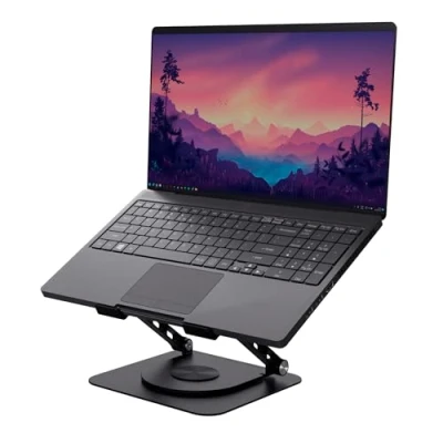 Obrázek Trust Zeff výškově nastavitelný stojan na laptop pro 16 palců s otočením o 360 stupňů, skládací protiskluzový držák Lenovo, MacBook, HP, Dell, psací stůl, Home Office černý