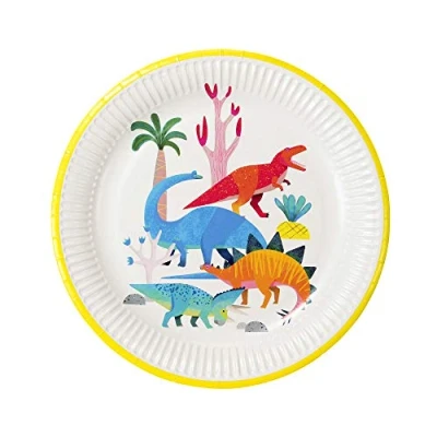 Obrázek Talking Tables 8 Dinosaurier Pappteller Buntes Papiergeschirr für den Kindergeburtstag, Unisex Partygeschirr Mädchen und Jungs.