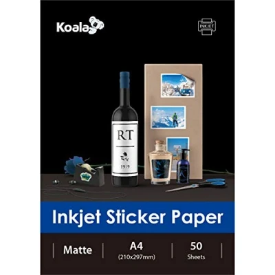 Obrázek KOALA Inkjet Selbstklebendes / Klebriger Rücken weißes Matt Fotopapier, Etikettendruckpapier, A4, 50 Blatt