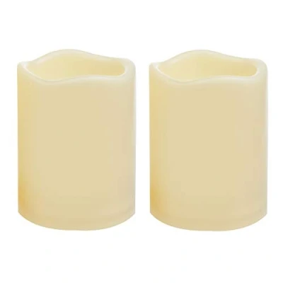 Obrázek 2 Stück 7,6cm x 10 cm Wasserdichte batteriebetriebene flammenlose LED Säulenkerzen im Freien mit Timer flackern Plastikharz Elektrisches dekoratives Licht für Laterne Patio Garten Home Party Dekor