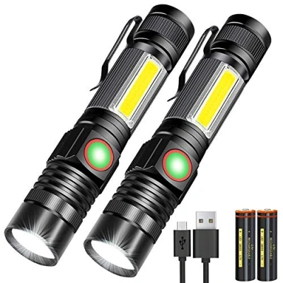Obrázek Karrong kapesní svítilna LED dobíjecí s magnetem COB postranním světlem Zoombar, extrémně jasná 3000 lumenů USB svítilny na baterie napájená vodotěsnou, 4 režimy pro outdoor, turistiku,