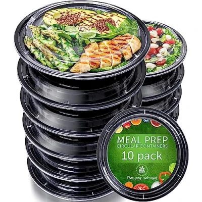 Obrázek [10er Pack] 1 Fach Meal Prep Boxen mit Deckel Wiederverwendbar Mikrowellengeeignet Spülmaschinenfest Essensbox Lunchbox Luftdichter Deckelverschluss Runden