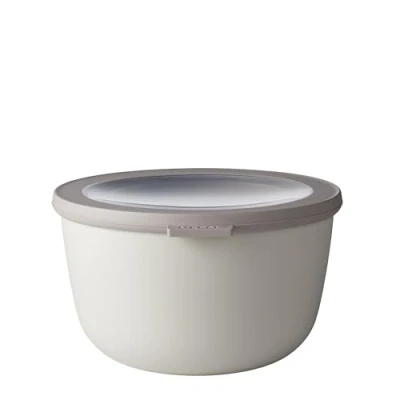 Obrázek Mepal Multi Bowl Cirqula Round dóza na zásoby s víkem vhodný jako vzduchotěsný úložný box do ledničky, nádobí mikrovlnné trouby a dózy uchovávání potravin 2000 ml Nordic White
