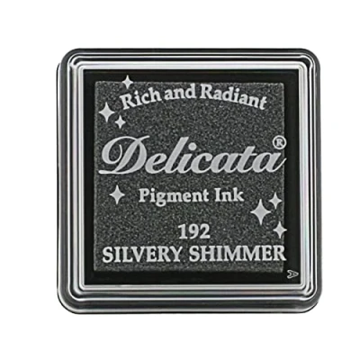 Obrázek Tsukineko Delicata Stempelkissen Silber, Silvery Shimmer Klein Wasserbasis, Wasserfest Embossing, Silver, 3,4 x 2 cm