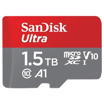 Obrázek SanDisk 1,5TB Ultra microSDXC, UHS I paměťová karta + SD adaptér, až 150 MB/s, s aplikací A1 Performance, Class 10 U1