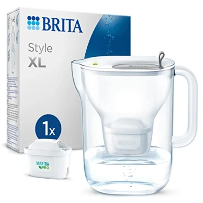Obrázek BRITA Konvice vodního filtru Style XL světle šedá (3,6 l) vč. 1 kartuše MAXTRA pro All in velký filtr v moderním designu chladničku snížení kamene, chlóru, olova a mědi