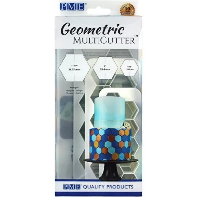 Obrázek Cake Company GMC104 Geometric MultiCutter Hexagon, Set of 3 PME Geometrische Multicutters für Kuchen Design, sechseckig, klein, mittel und groß, Stück, Kunststoff, weiß