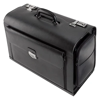 Obrázek Alassio 45057 Kufr na piloty VERONA, z vysoce kvalitní kůže, cca 49 x 35 24 cm, černý, černá,