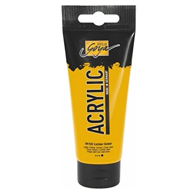 Obrázek KREUL 84122 Solo Goya Acrylic, 100ml tuba ve světle okrové, krémově mnohostranně použitelná akrylová barva studijní kvalitě, na bázi vody, rychle a matně schnoucí, dobře krycí, vodotěsná