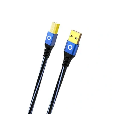 Obrázek Oehlbach USB Plus B kabel tiskárny typ A na plášť z PVC OFC, modrá/černá 50 cm