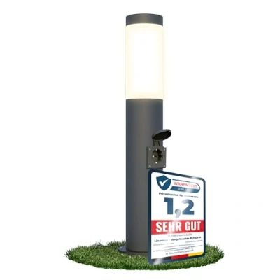 Obrázek linovum BOSEA s zahradní osvětlení se zásuvkou a paticí E27 energetický sloupek 50 cm antracit cesty proudem světlem IP44