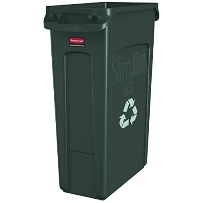 Obrázek Rubbermaid Commercial Products Vented Slim Jim Recycling Bin Waste Receptacle, 87 litrů, zelená, plast, FG354007GRN