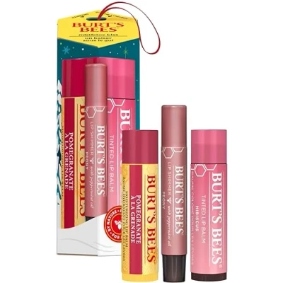 Obrázek Burt&#039;s Bees dárky pro ženy Dárková sada péče o rty s balzámem na z granátového jablka, tónovaným v Hibiscus a třpytem rtů pivoňce jmelí polibek