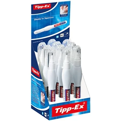Obrázek Tipp Ex Korekční tužka Shake&#039;n Squeeze, s kovovým hrotem, 10 x 8 ml, ideální do kanceláře, domácí kanceláře nebo školy