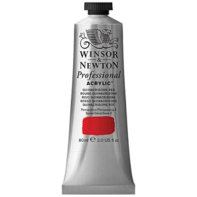 Obrázek Winsor &amp; Newton Profesionální akrylová barva 2320548 v umělecké kvalitě, vysoká brilantnost barev a krycí schopnost, archivní kvalita, 60 ml tuba Quinacridone červená