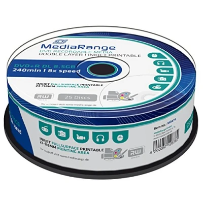 Obrázek MediaRange MR474 DVD+R Double Layer 8,5 GB (8 x Speed, možnost potisku, 25 kusů)
