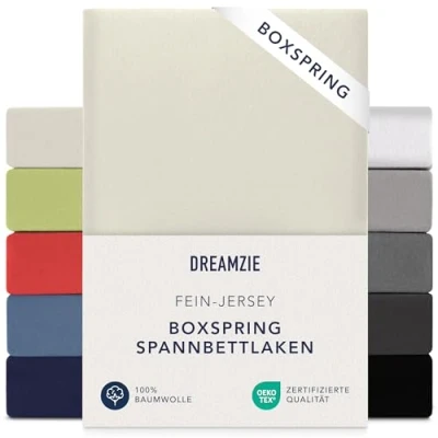Obrázek Dreamzie Prémiové napínací prostěradlo 180 x 200 cm 37 výška boku také pro boxspring postele &amp; vodní postel 100% žerzejová bavlna, 150 g/m²