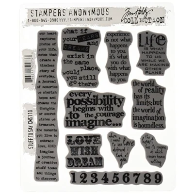 Obrázek Stampers Anonymous Tim Holtz lepicí razítko 17,8 x 22,7 cm, Stuff 2 Say