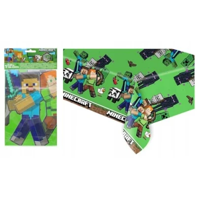 Obrázek Ubrus * Minecraft jako dekorace pro dětské narozeniny a tématickou oslavu velikost: 120 x 180 cm, omyvatelný, opakovaně použitelný dětská narozeninová party superhrdina dětský hrdina