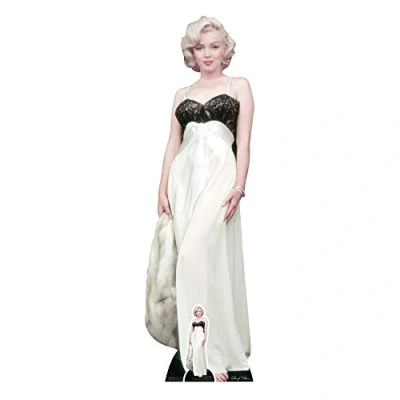 Obrázek STAR CUTOUTS Pappaufsteller in Lebensgröße mit Mini Ausschnitt Monroe, Pappe, Marilyn Pelz, 169 x 50 cm