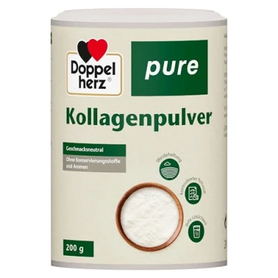 Obrázek Doppelherz čistý kolagenový prášek chuťově neutrální snadno rozpustný bez konzervačních látek a aromat kontrolovaná surovina z pastvin 200 g
