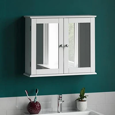 Obrázek Bath Vida Milano Badezimmer Spiegelschrank mit 2 Türen, Aufbewahrungsschrank, Wandmontage, weiß
