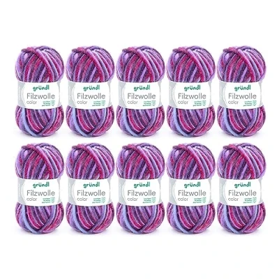 Obrázek Gründl Plstěná vlna color, (certifikát Öko Tex, 100% střižní k plstění, 50 g / m, tloušťka jehlic: 8 9, 10 klubko á g), fuchsiová šeříková světle modrá Multicolor, 31 x 32 6 cm
