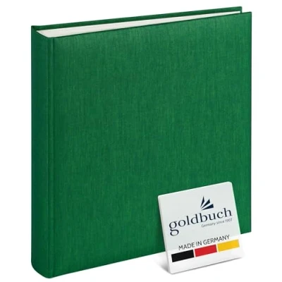 Obrázek goldbuch 24806 fotoalbum Summertime Trend, 25 x cm, fotokniha s 60 bílými stranami a oddělovacími listy z pergamenu, ze lnu, upomínkové album, tmavě zelená