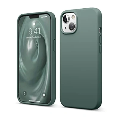 Obrázek elago Liquid Silicone Case Kompatibel mit iPhone 13 Hülle (6,1&quot;), Hochwertiges Silikon, Rundumschutz Handyhülle : 3 Layer Struktur Schutzhülle, Kratzfestes Weiches Mikrofaserfutter (Nachtgrün)