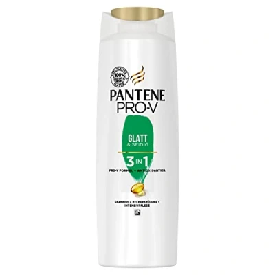 Obrázek Pantene pro V hladký &amp; hedvábný šampon 3 1 + kondicionér intenzivní péče, receptura antioxidanty, nepoddajné vlasy, 250 ml