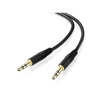 Obrázek conecto CC20087 Audio Stereo Aux spojovací kabel jack / jack, 3,5 mm konektor na 3,5mm konektor, pozlacený, ultra tenký design, 0,30 m, černý