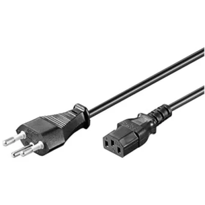 Obrázek PremiumCord síťový kabel 230 V 2 m, napájecí se švýcarskou zástrčkou na zdířku pro studená zařízení C13, IEC 320, PC 3 póly, barva černá