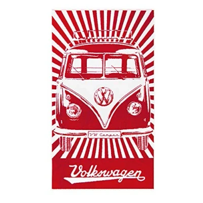 Obrázek BRISA VW Collection Volkswagen plážová osuška do sauny v designu autobusu T1 Bulli Bus (Samba/Stripes/červený)