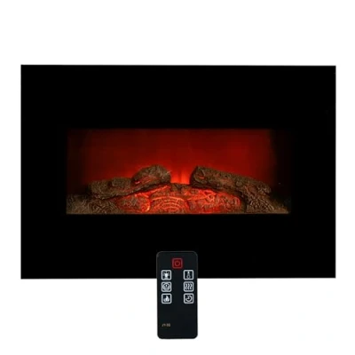 Obrázek Classic Fire Memphis elektrický krb s topením elektrické topení 1800 W krbová kamna dálkovým ovládáním a časovačem sporák LED plameny montáž na stěnu černý