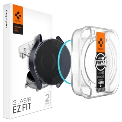 Obrázek Spigen Glas.tR EZ Fit Schutzfolie kompatibel mit Samsung Galaxy Watch 6 44mm, 2 Stück, Kratzfest, 9H Härte Folie
