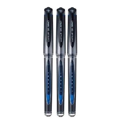 Obrázek Uniball Uni Ball UM 153S gelové kuličkové pero s modrým víčkem, pero, široká špička, 1 mm hrot, tloušťka linky 0,6 mm, inkoust, 3 kusy